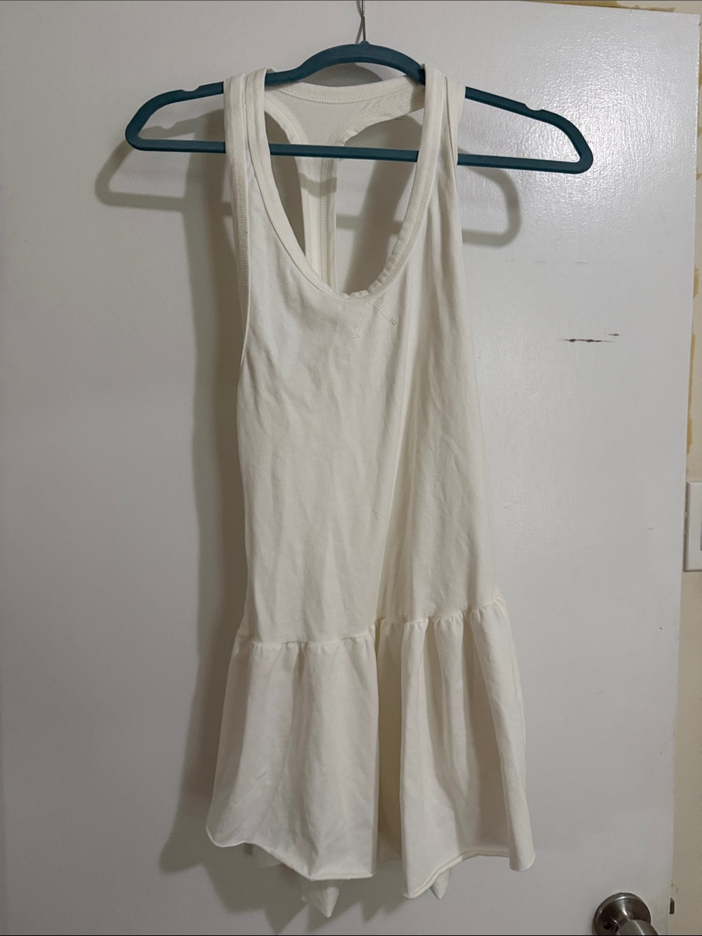 Cream Ruffle Hem Racerback dress